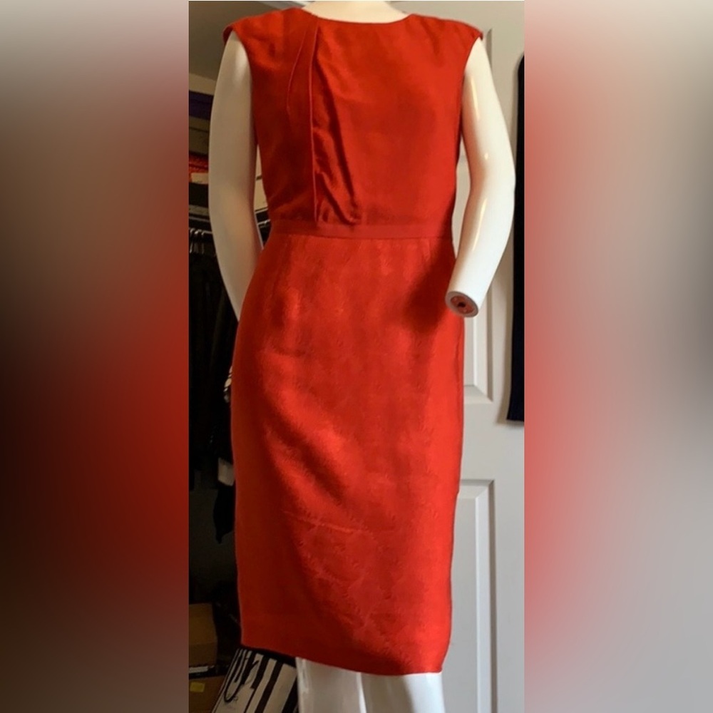 HUGO Hugo BOSS Textured Fabric Round Neck Cinched Waist Pencil Dress NWOT 6